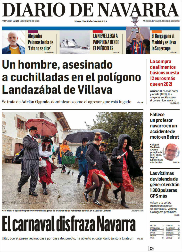 Portada de Diario de Navarra (España)