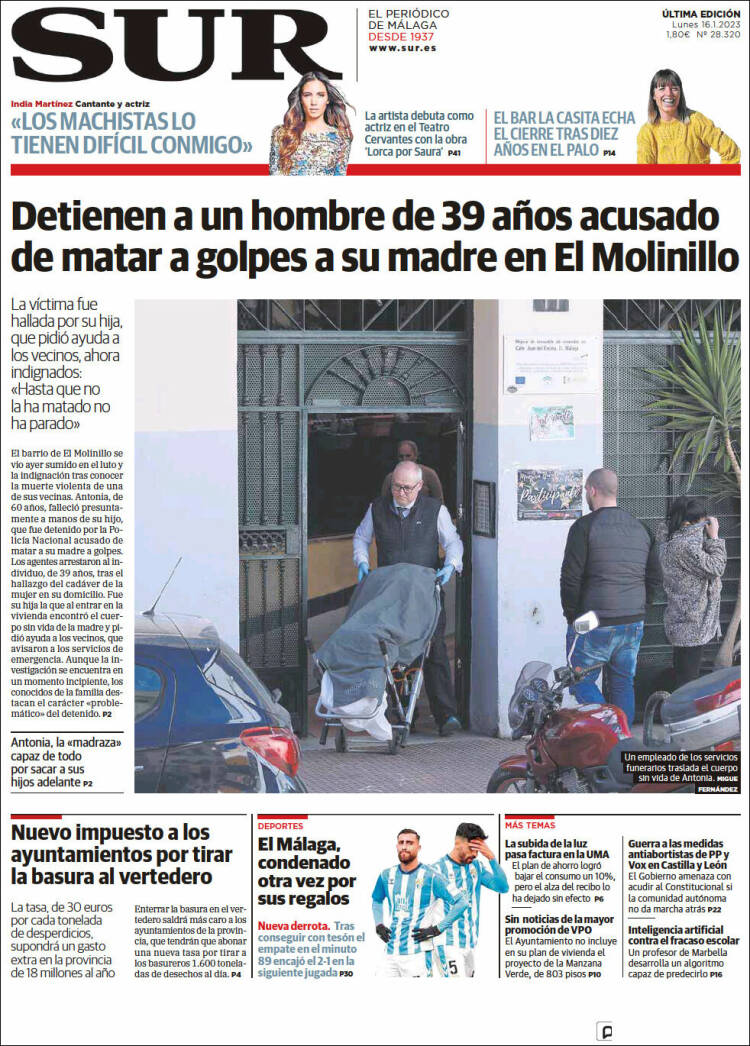 Portada de Diario el Sur (España)