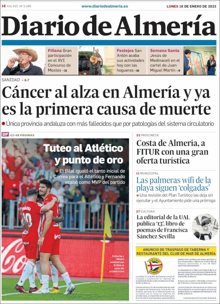 Portada de Diario de Almería (España)