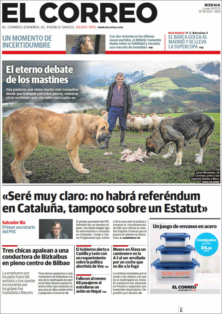 Portada de El Correo (España)