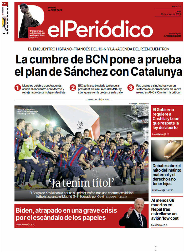 Portada de El Periódico (España)