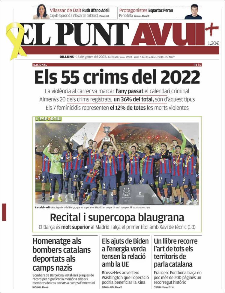 Portada de El Punt Avui (España)