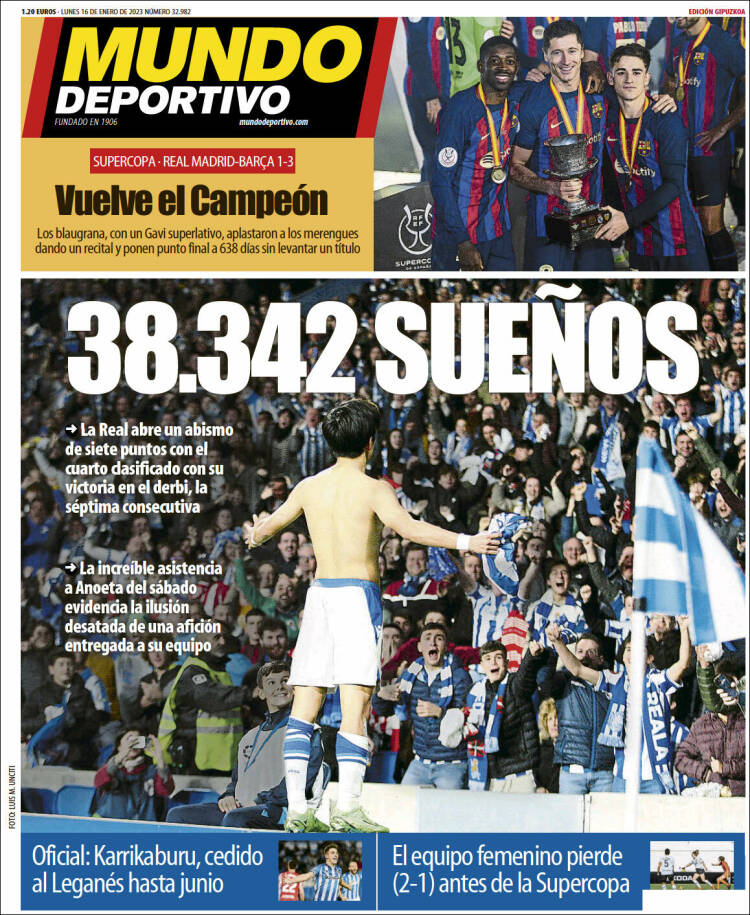 Portada de Mundo Deportivo Gipuzkoa (España)