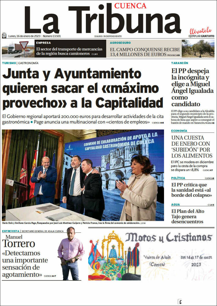 Portada de La Tribuna de Cuenca (España)