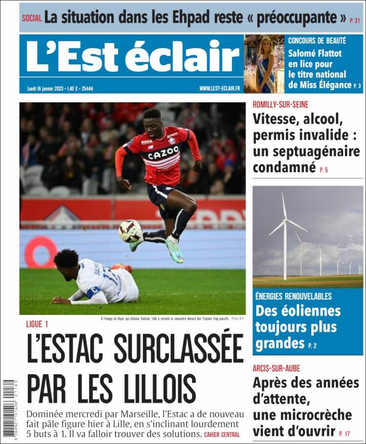 Portada de L'Est Eclair (Francia)