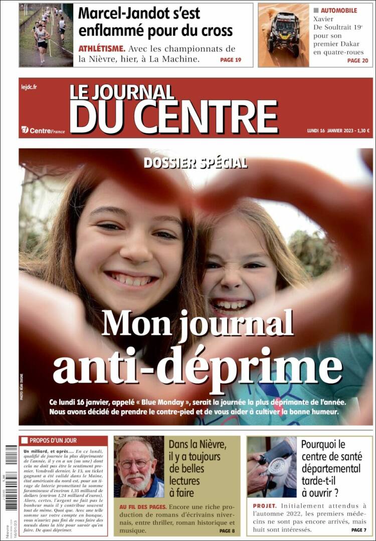 Portada de Le Journal du Centre (Francia)