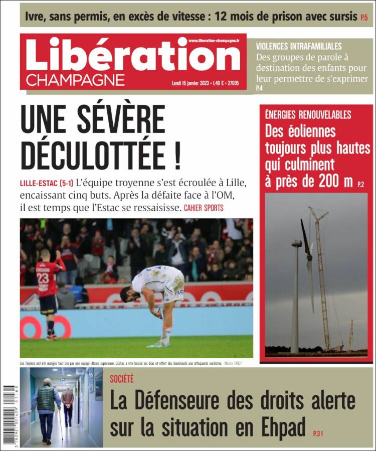 Portada de Libération Champagne (Francia)