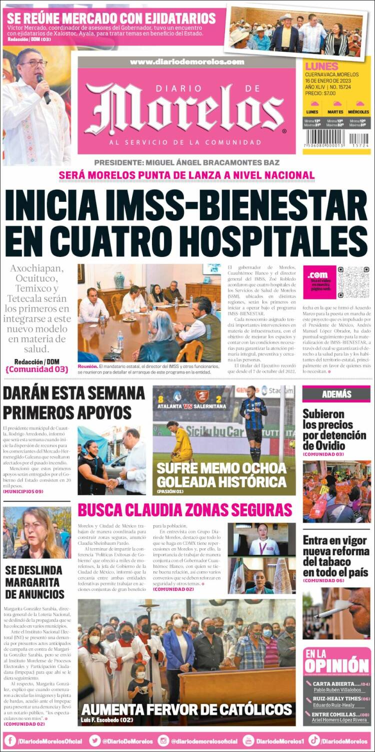 Portada de Diario de Morelos (México)