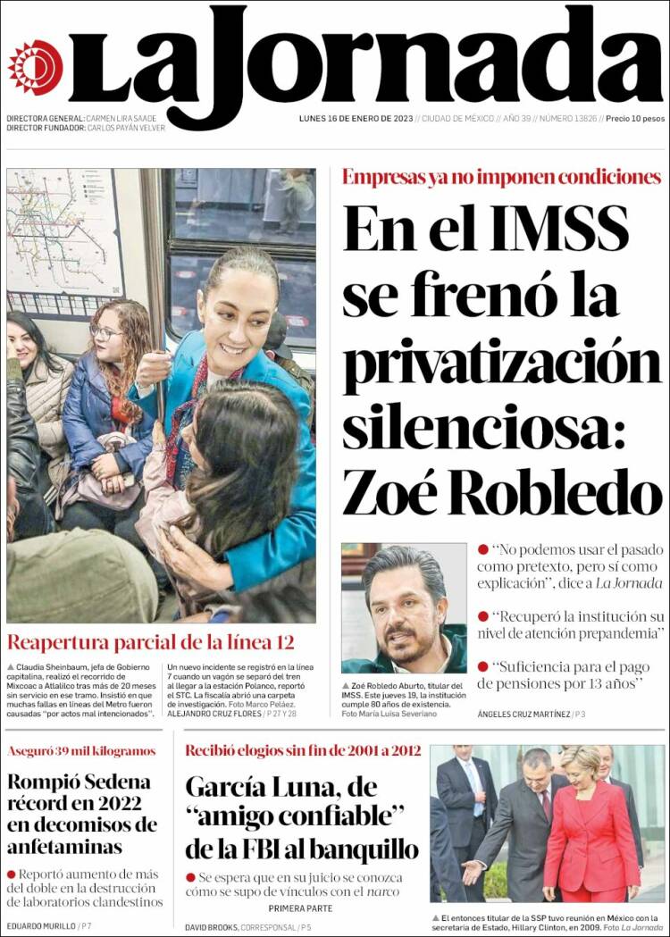 Portada de La Jornada (M&eacute;xico)