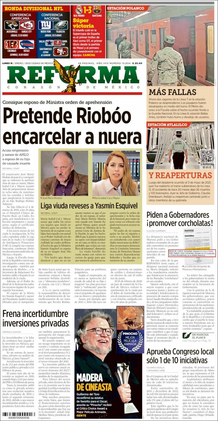 Portada de Reforma (M&eacute;xico)