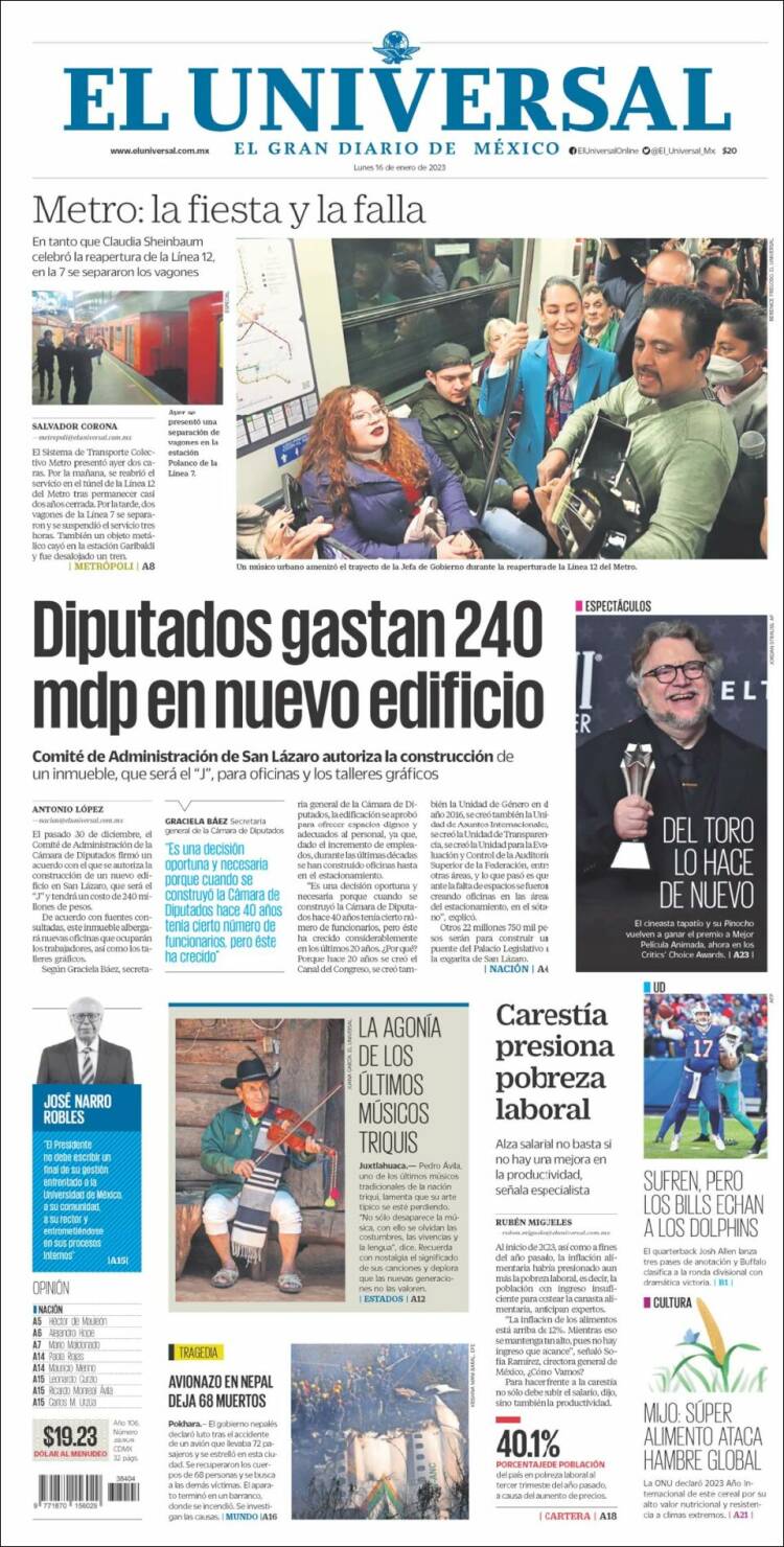 Portada de El Universal (M&eacute;xico)