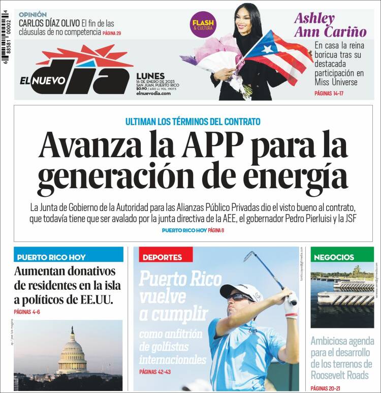 Portada de El Nuevo Día (Puerto Rico)