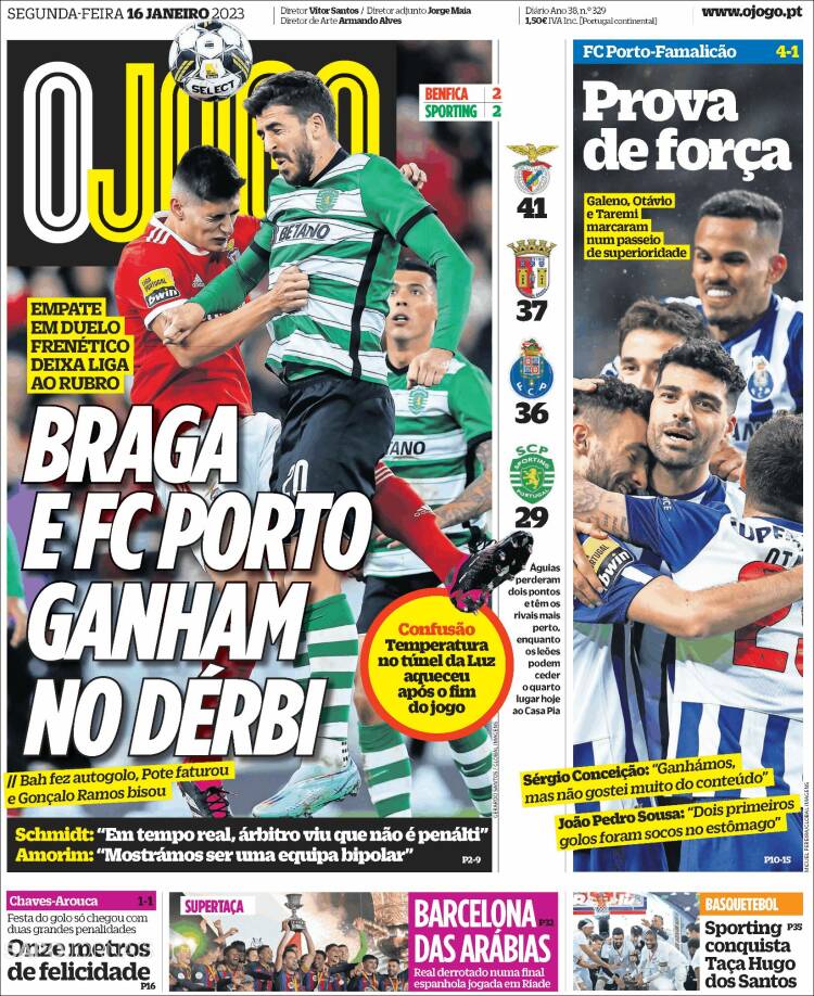 Portada de O Jogo (Portugal)