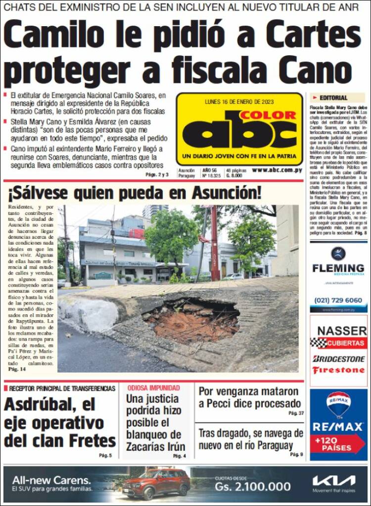 Portada de ABC Color (Paraguay)
