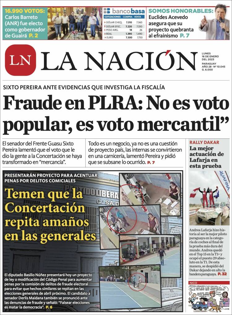 Portada de La Nación (Paraguay)