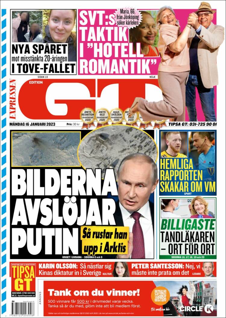 Portada de Göteborgstidningen (Suecia)