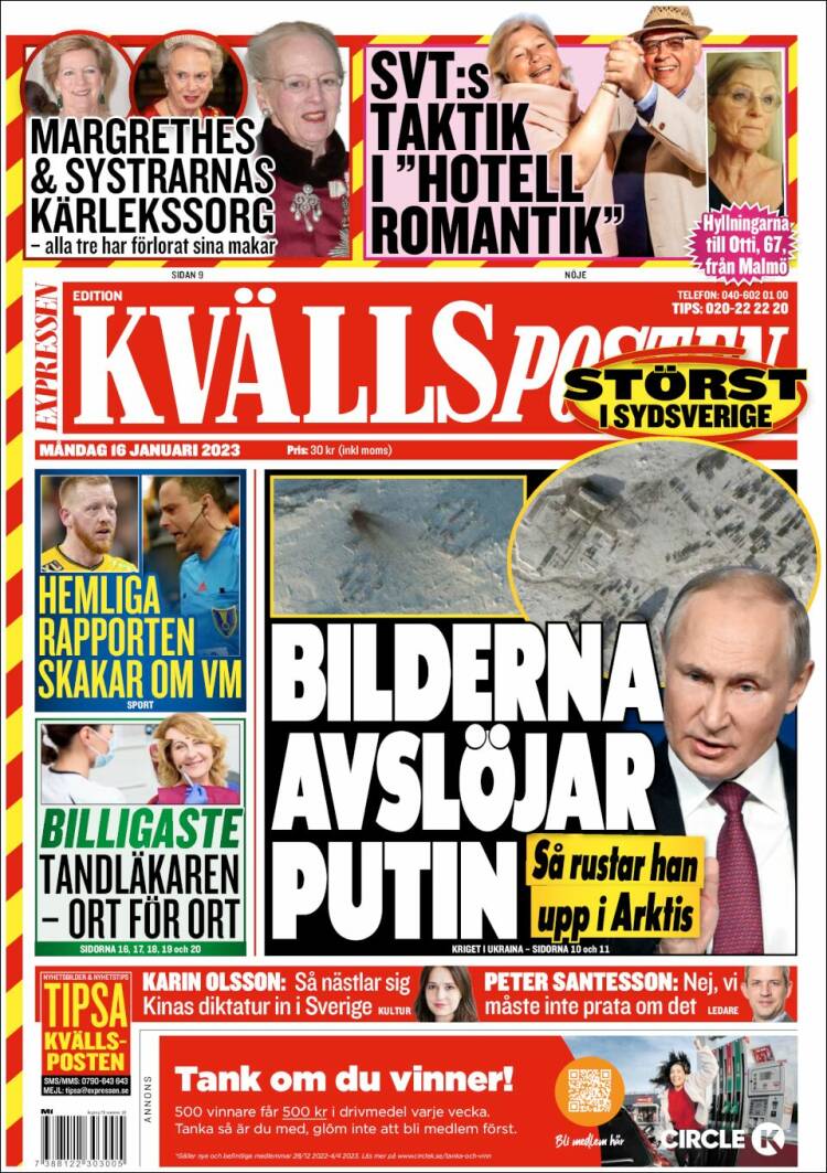 Portada de Kvällsposten (Suecia)