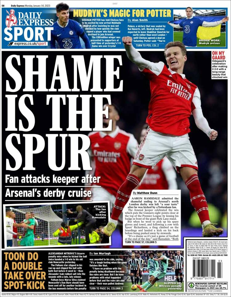 Portada de Express Sport (Reino Unido)