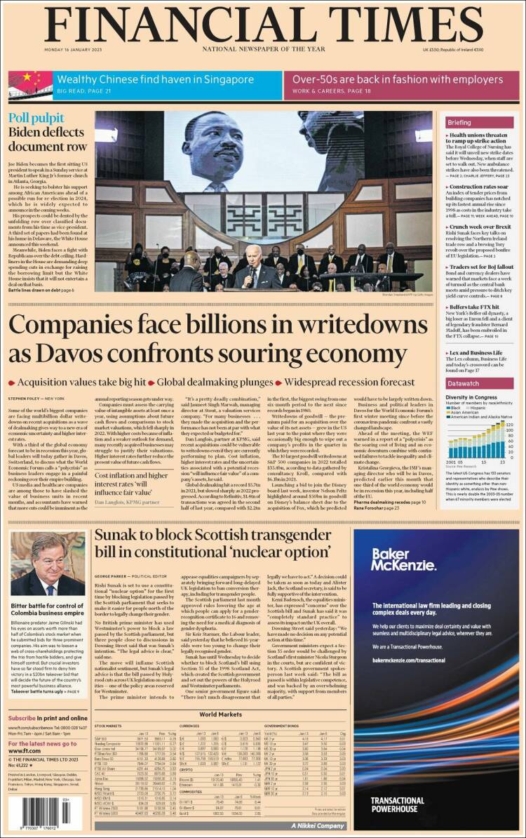 Portada de Financial Times (Reino Unido)