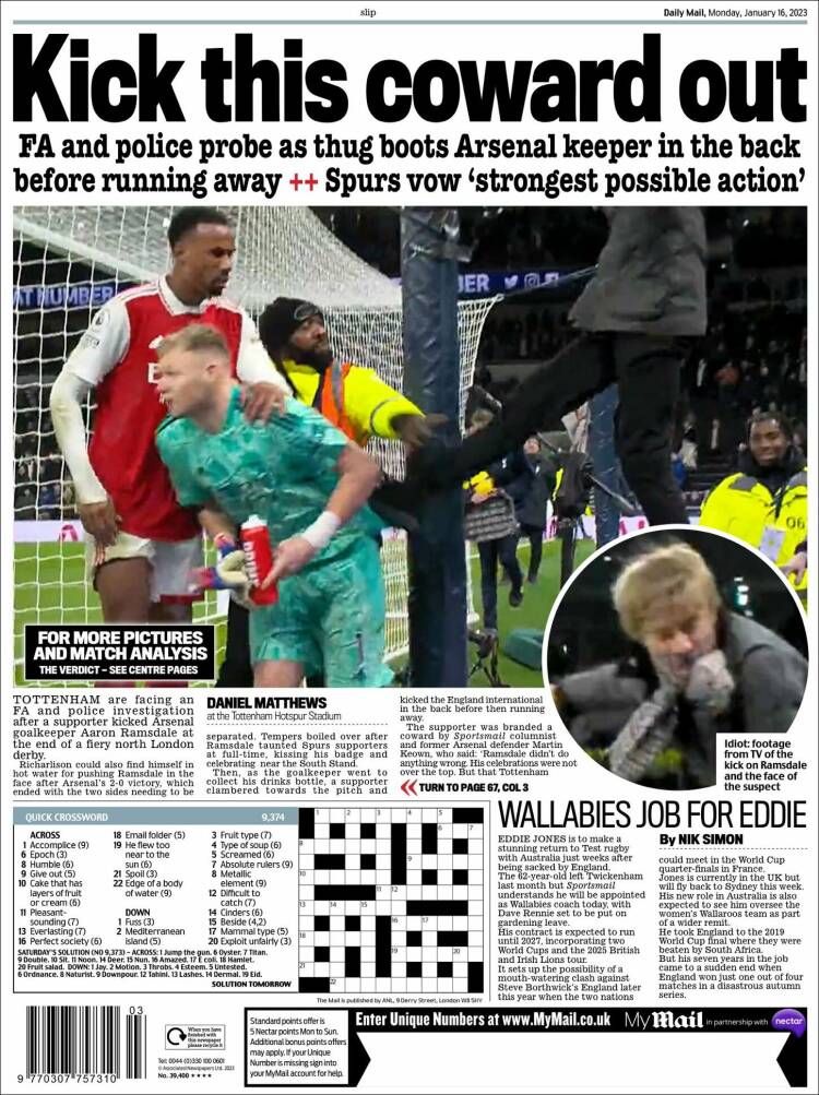 Portada de Daily Mail Sport (Reino Unido)