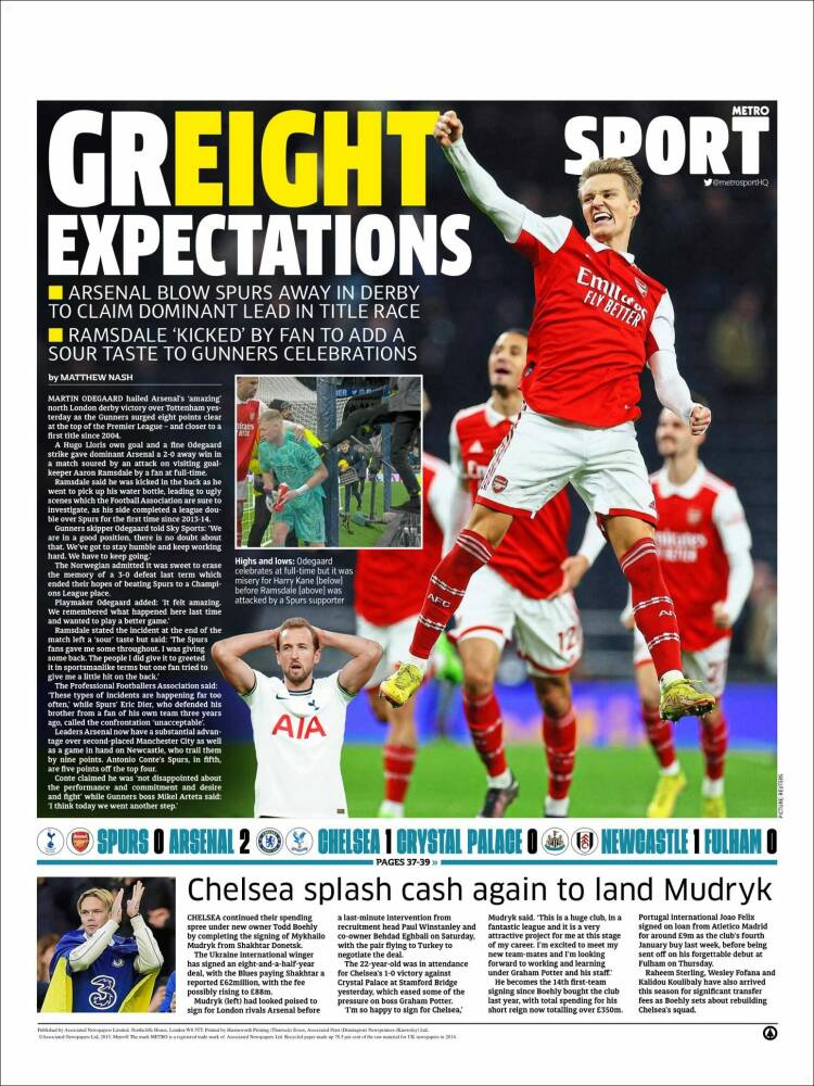 Portada de Metro Sport (Reino Unido)