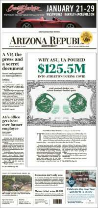 Portada de Arizona Republic News (USA)