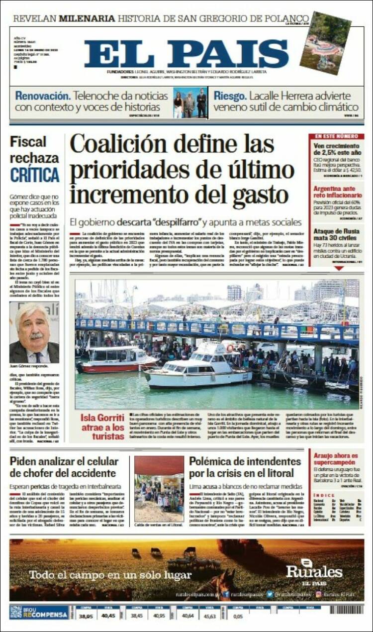 Portada de El País (Uruguay)