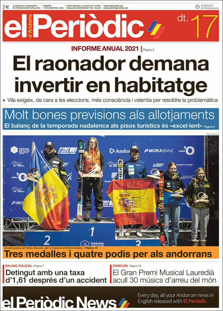 Portada de El Periòdic d'Andorra (Andorra)