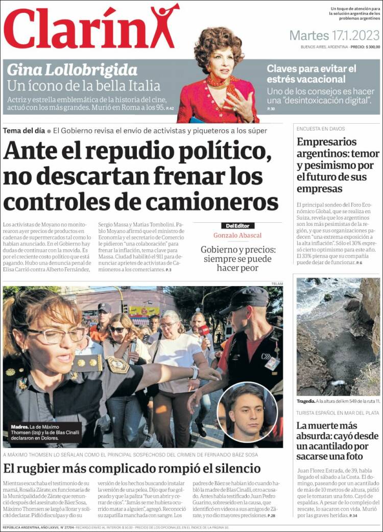 Portada de Clarín (Argentina)
