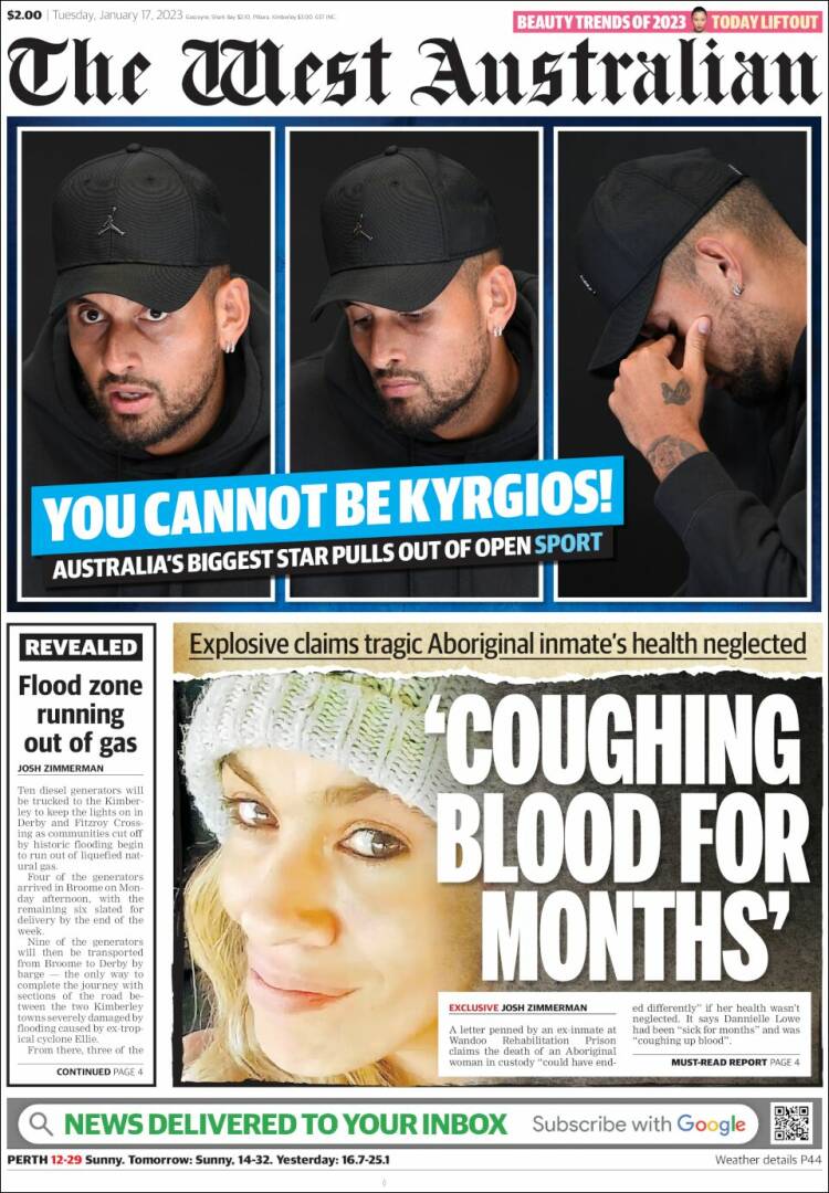 Portada de The West Australian (Australia)