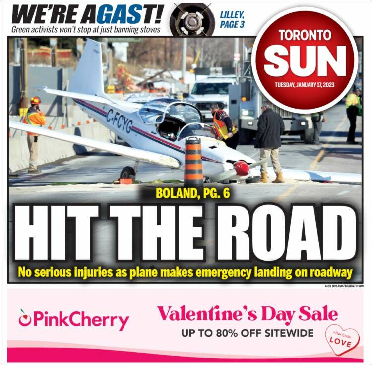 Portada de The Toronto Sun (Canadá)