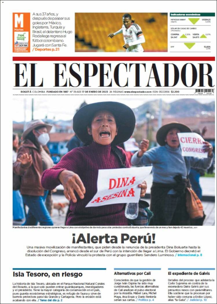 Portada de El Espectador (Colombia)