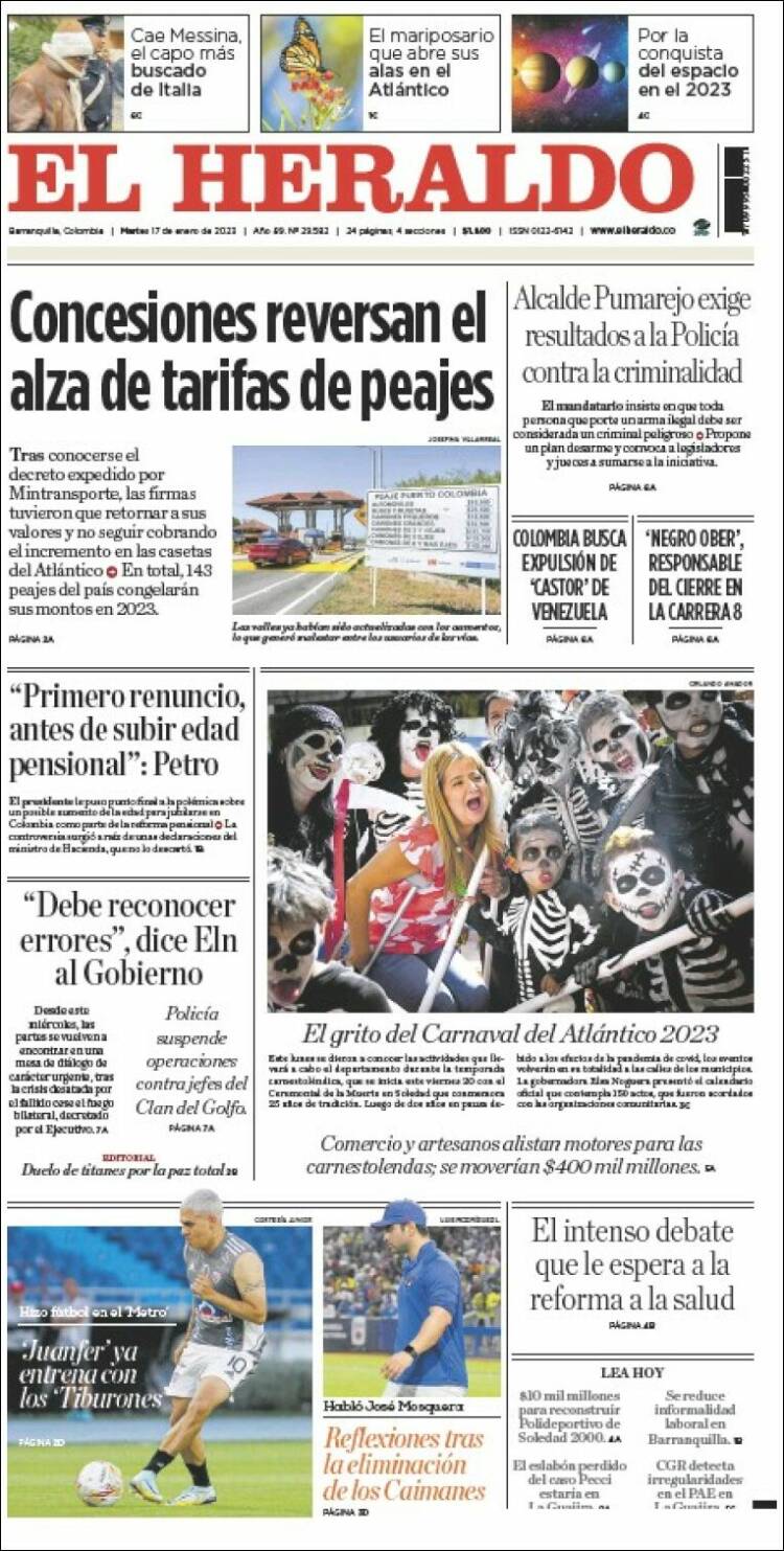 Portada de El Heraldo (Colombia)