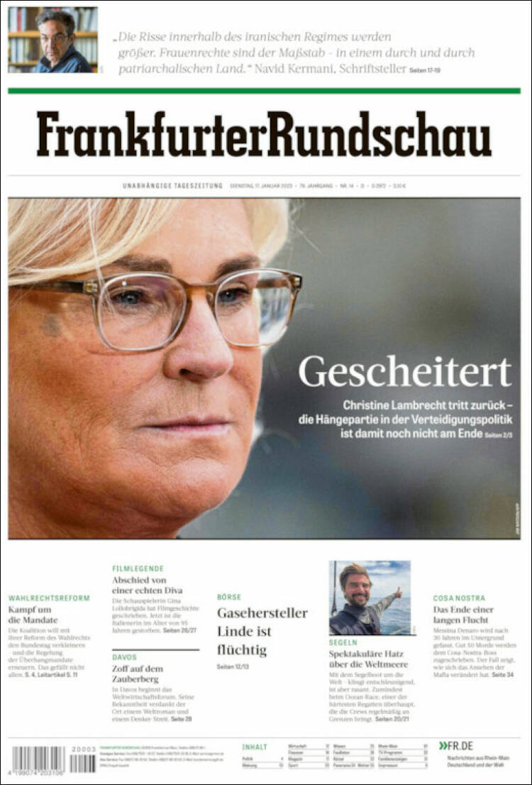 Portada de Frankfurter Rundschau (Alemania)