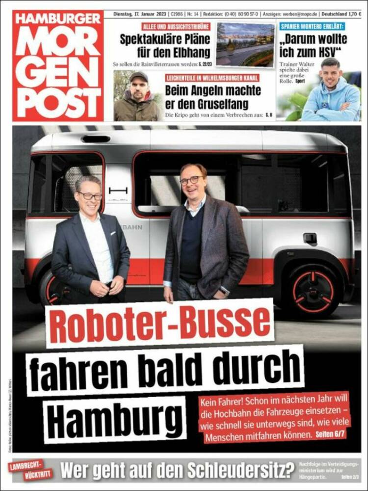 Portada de Hamburger Morgenpost  (Alemania)