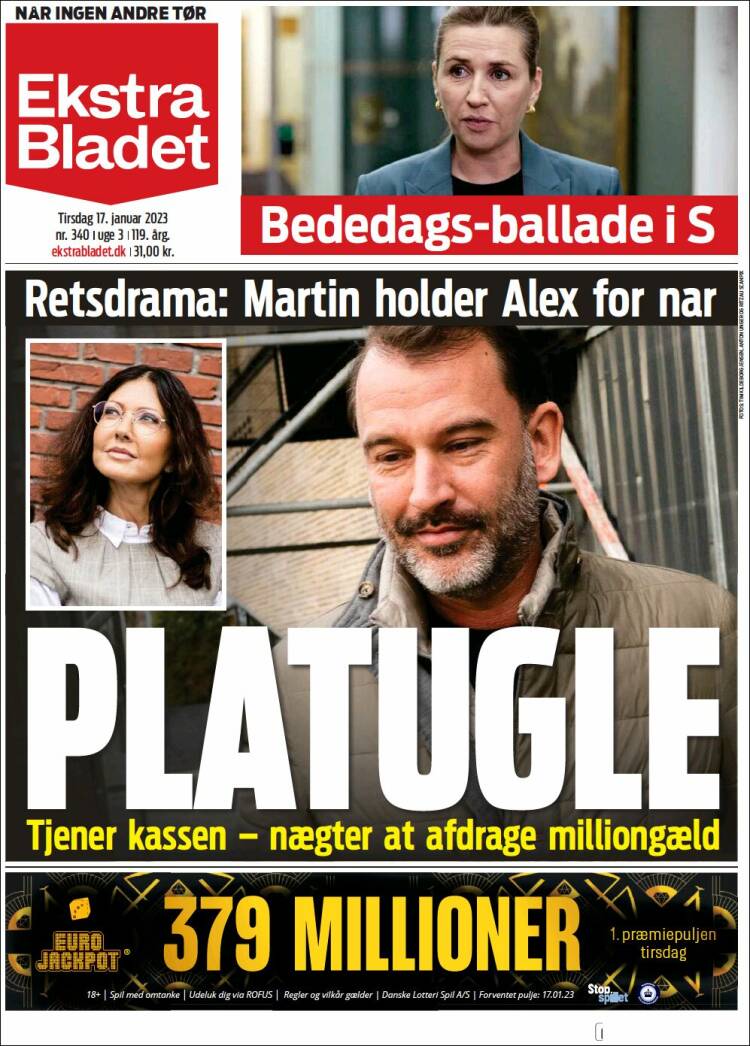 Portada de Ekstra Bladet (Dinamarca)