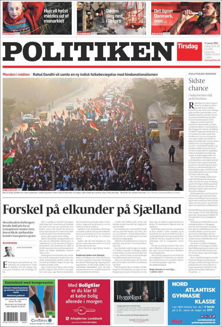Portada de Politiken (Dinamarca)