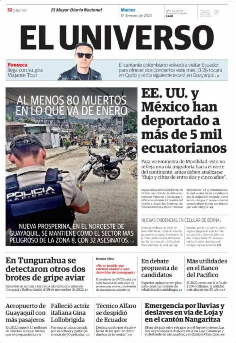 Portada de El Universo - Ecuador (Ecuador)