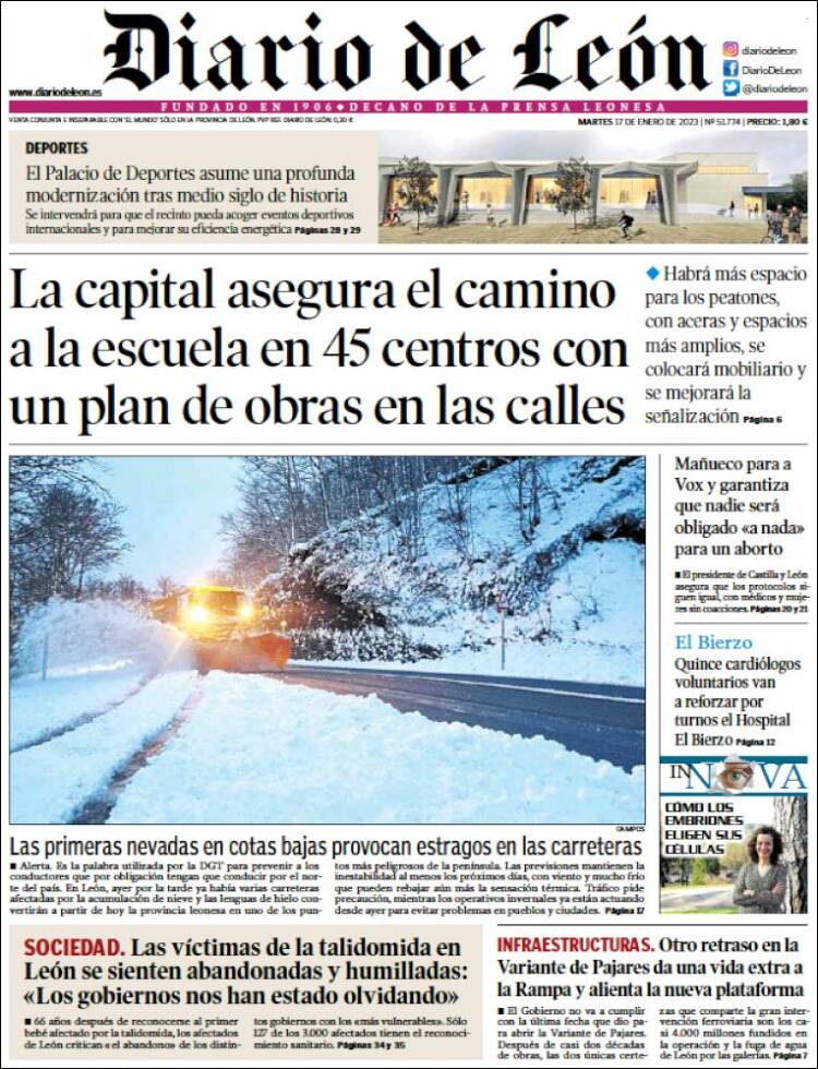 Portada de Diario de León (España)