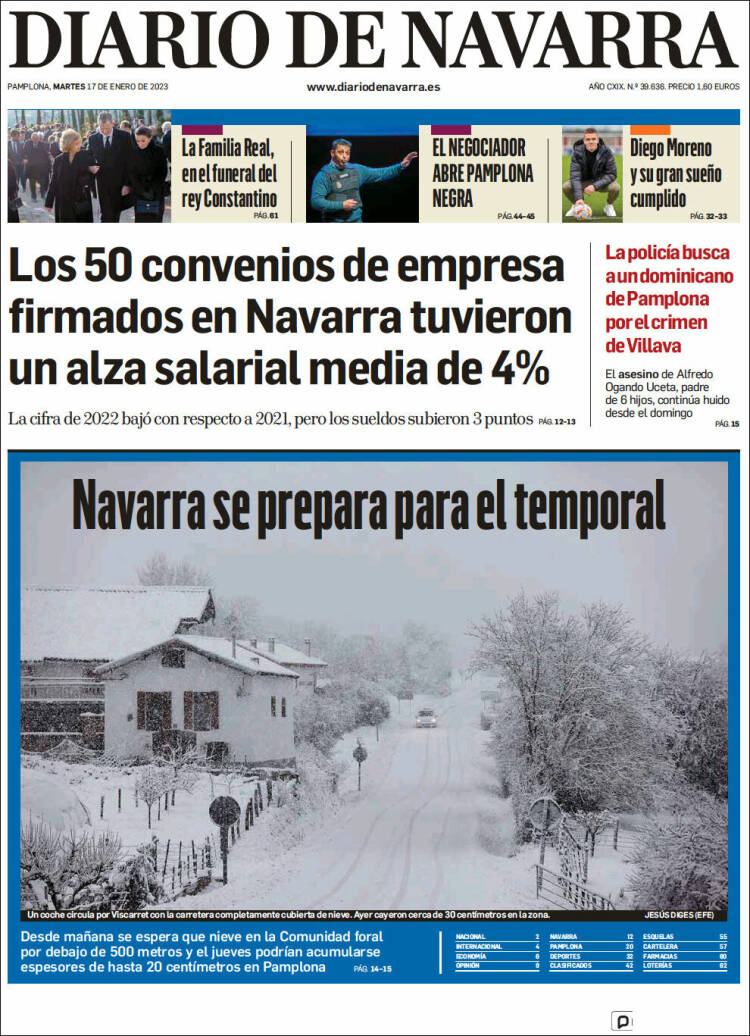 Portada de Diario de Navarra (España)
