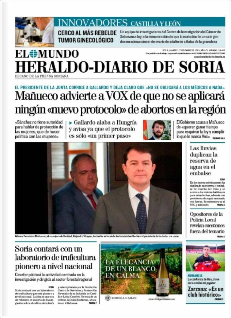 Portada de Diario de Soria (España)