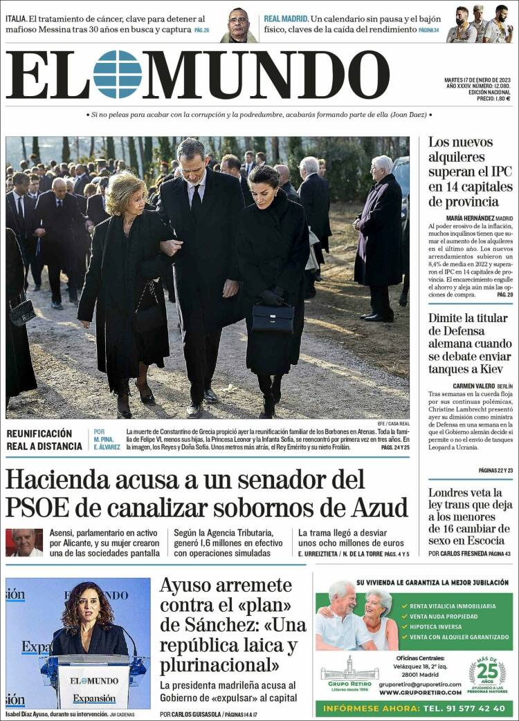 Portada de El Mundo (España)