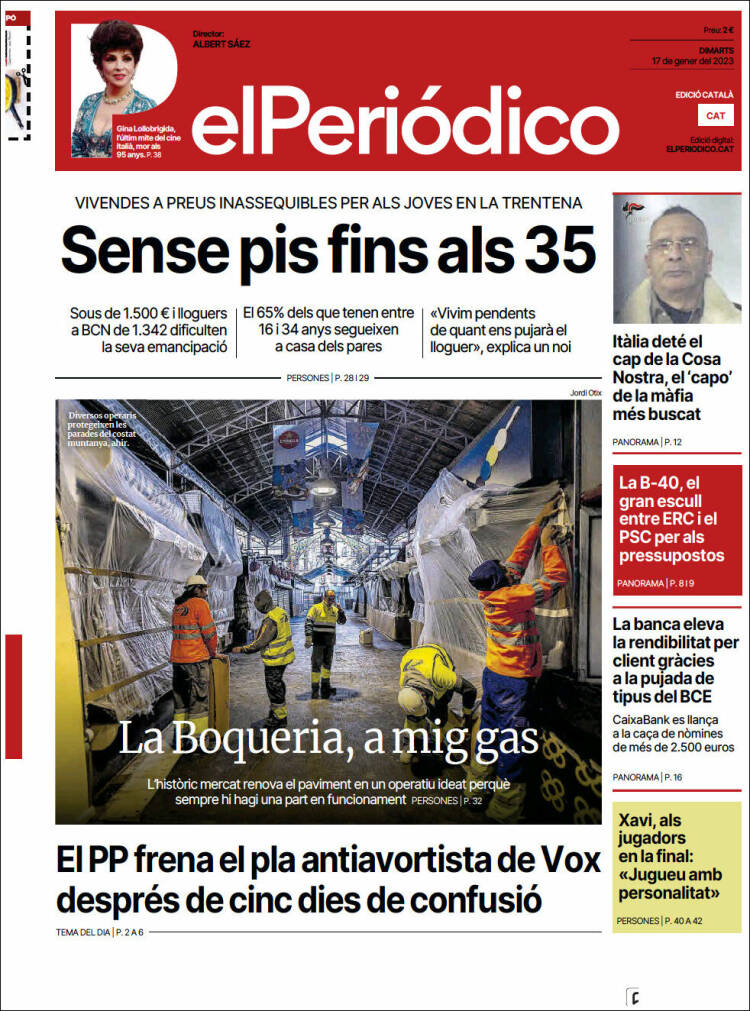 Portada de El Periódico de Catalunya (España)