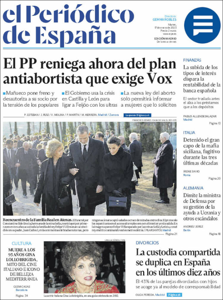 Portada de El Periódico de España (España)