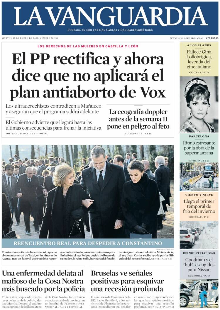 Portada de La Vanguardia (España)