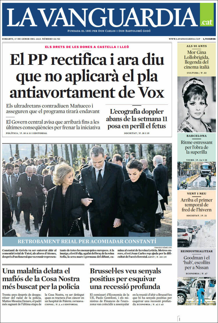 Portada de La Vanguardia (España)