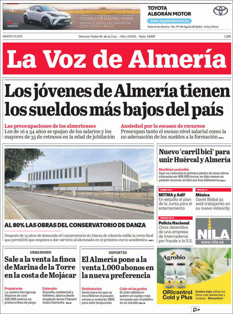 Portada de La Voz de Almería (España)