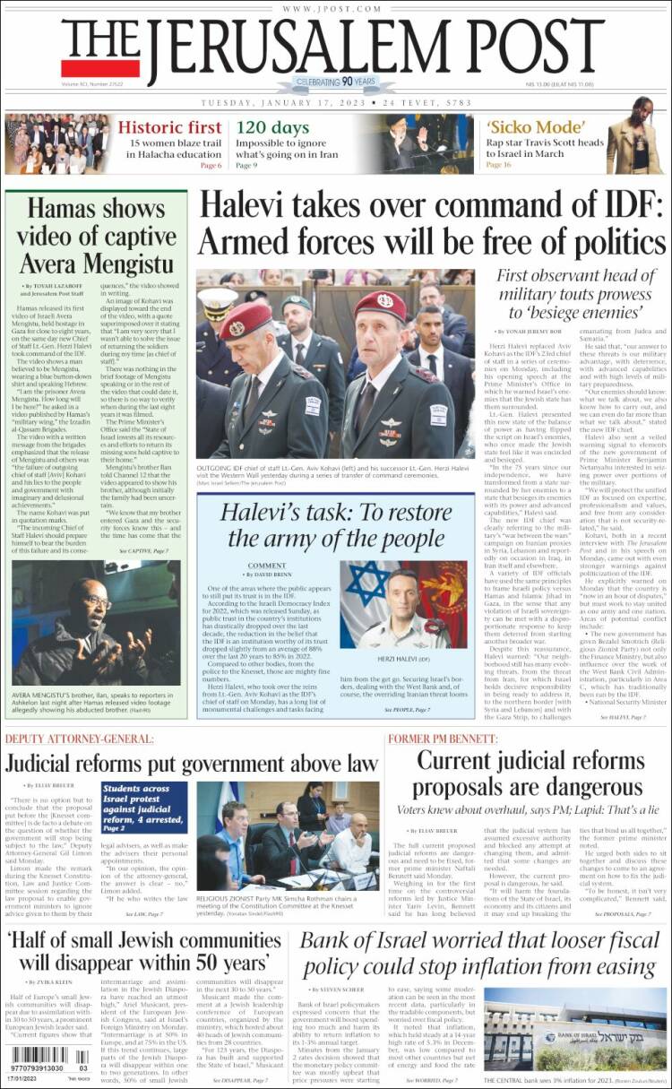 Portada de The Jerusalem Post (Israel)