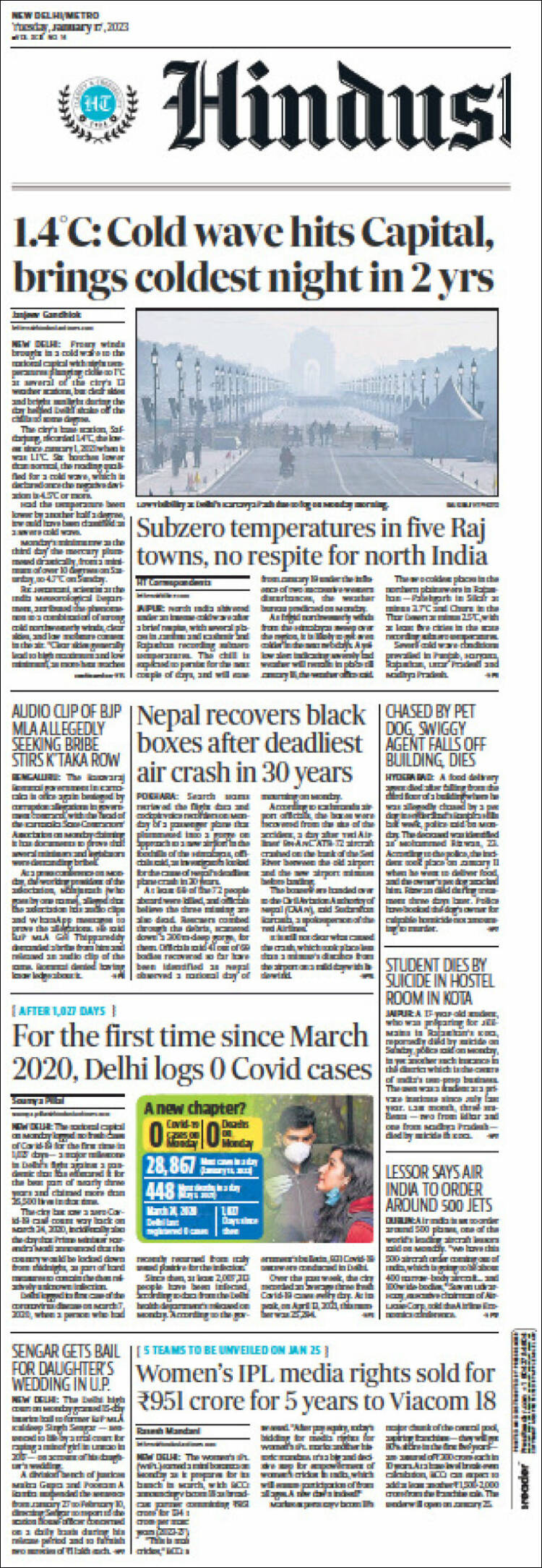 Portada de Hindustan Times (India)