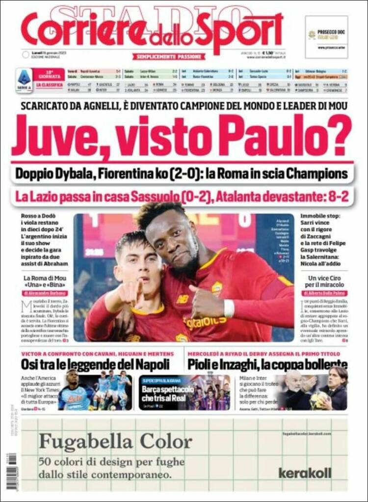 Portada de Corriere dello Sport (Italia)